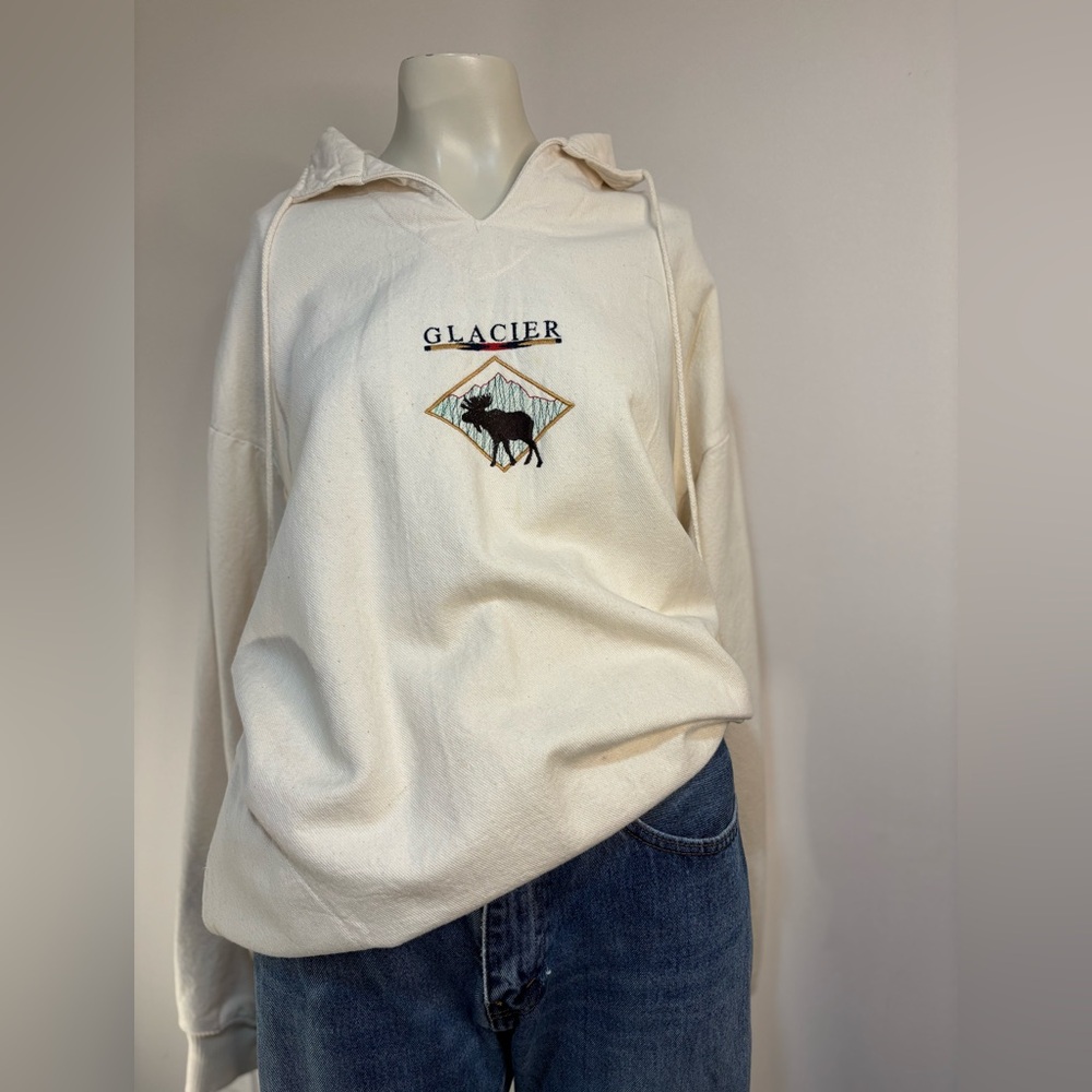 Vintage Glacier Montana Cream Hoodie Sweatshirt
